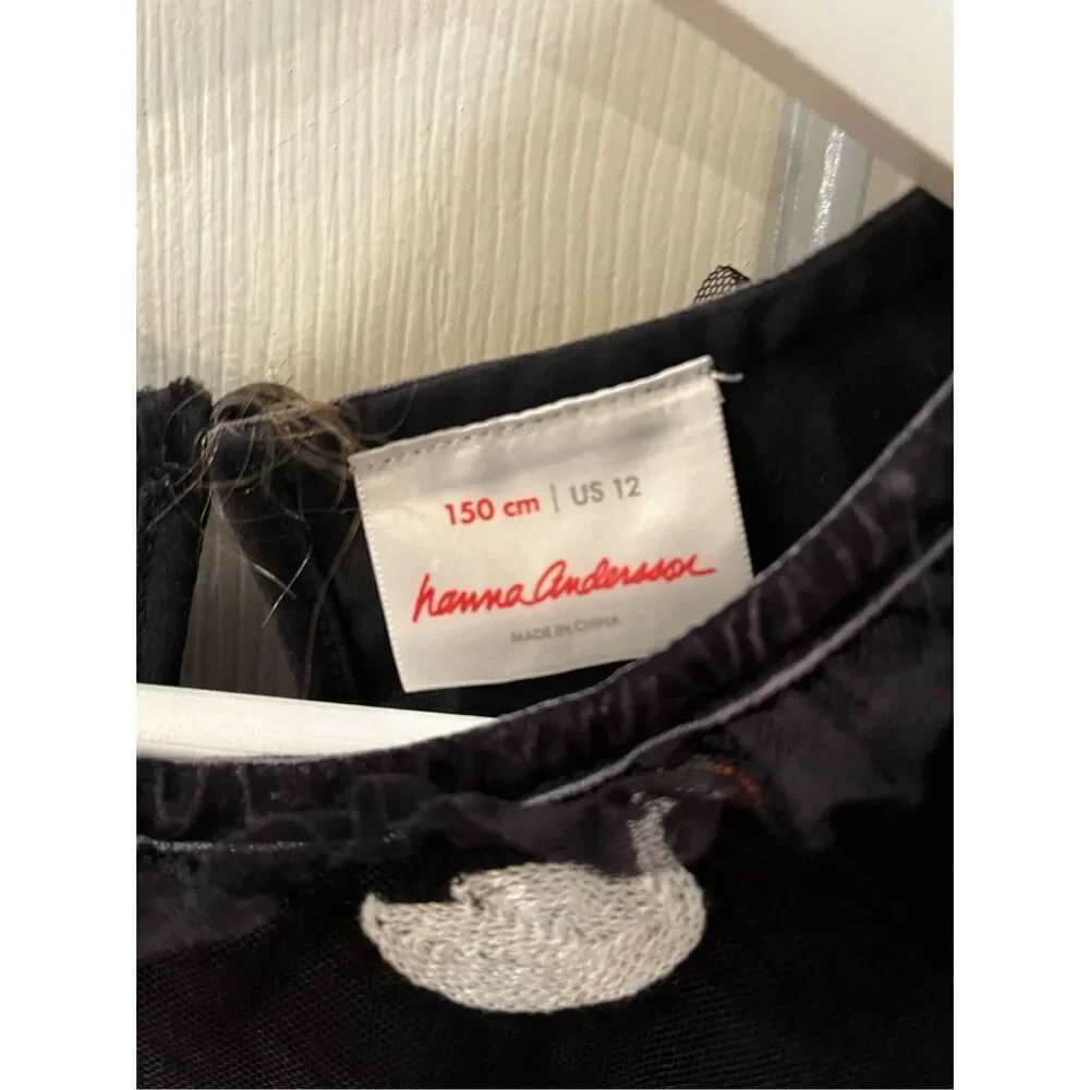 Hanna Andersson Black Swan Queen Embroidered Mesh Dress Sz 150 or US 12 EUC